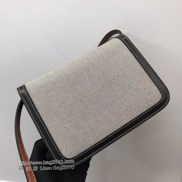 Burberry專櫃新款女包 巴寶莉雙色帆布TB小號斜挎包單肩包  db1150